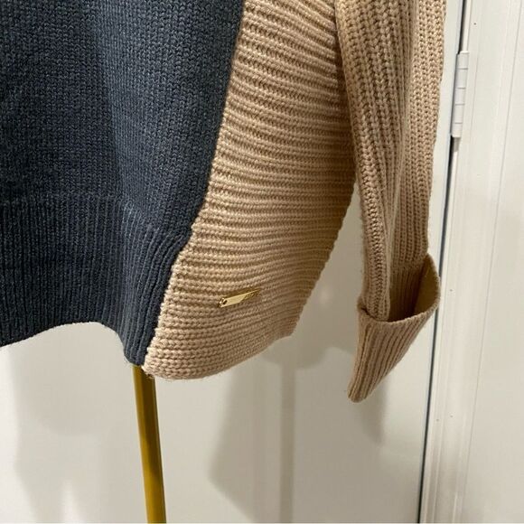 Jones New York Womens Grey, Red and Tan Colorblock Turtleneck Sweater Size S - Picture 3 of 6